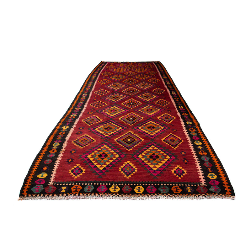 Tapis de couloir Tapis Kelim - Vieux - 390 x 147 cm - multicolore