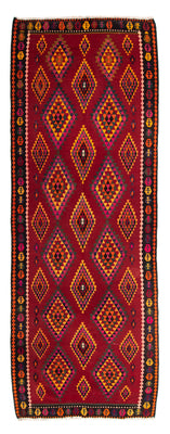 Tapis de couloir Tapis Kelim - Vieux - 380 x 144 cm - multicolore