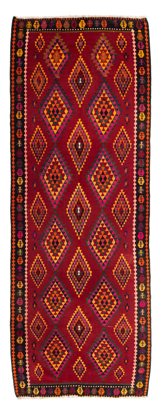 Tapis de couloir Tapis Kelim - Vieux - 380 x 144 cm - multicolore