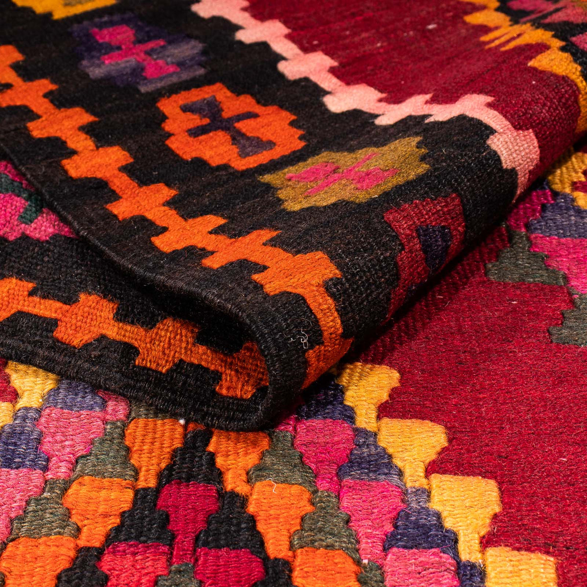 Tapis de couloir Tapis Kelim - Vieux - 380 x 144 cm - multicolore