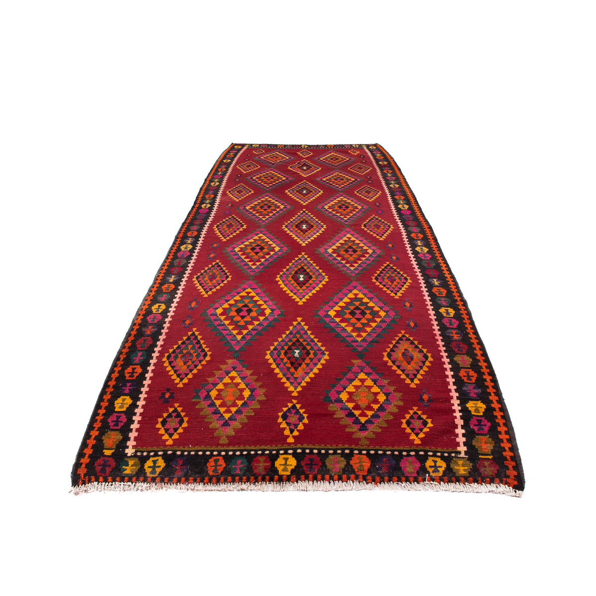 Tapis de couloir Tapis Kelim - Vieux - 380 x 144 cm - multicolore