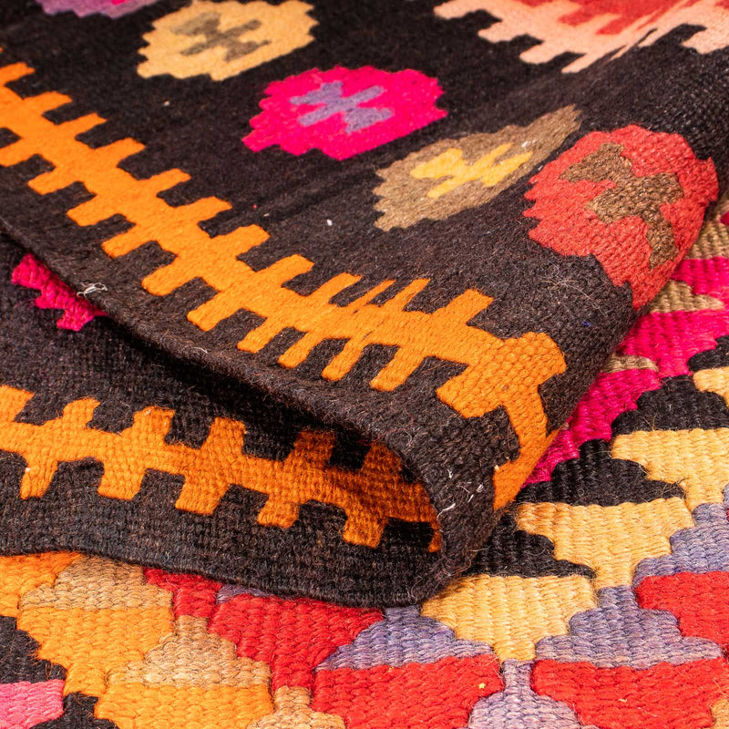 Tapis de couloir Tapis Kelim - Vieux - 400 x 155 cm - multicolore
