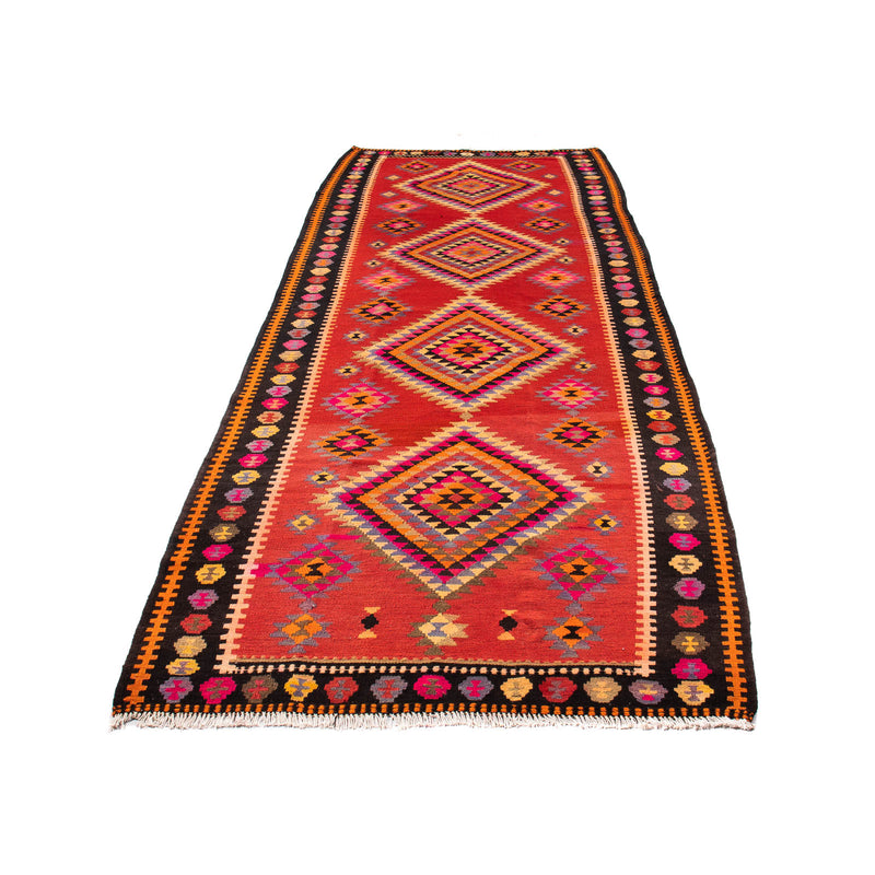 Tapis de couloir Tapis Kelim - Vieux - 400 x 155 cm - multicolore