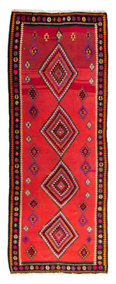 Tapis de couloir Tapis Kelim - Vieux - 390 x 155 cm - multicolore