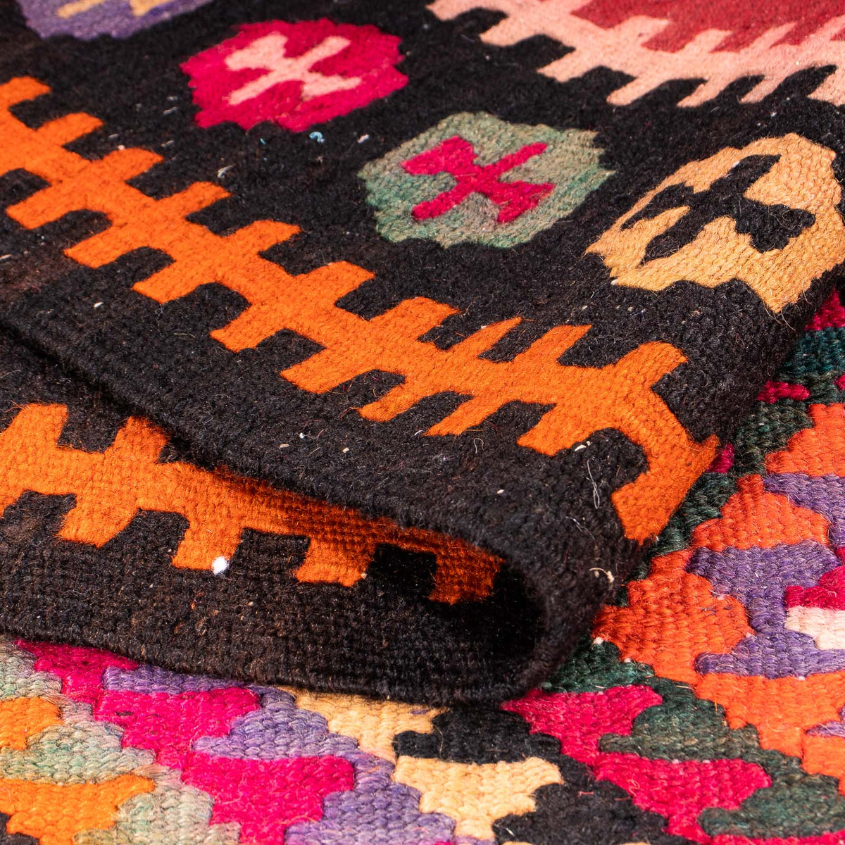 Tapis de couloir Tapis Kelim - Vieux - 390 x 155 cm - multicolore