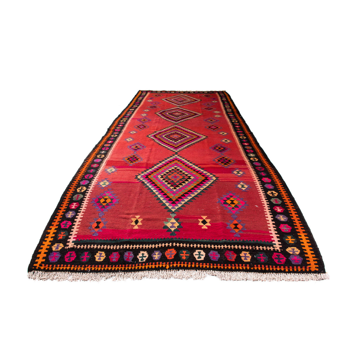 Tapis de couloir Tapis Kelim - Vieux - 390 x 155 cm - multicolore