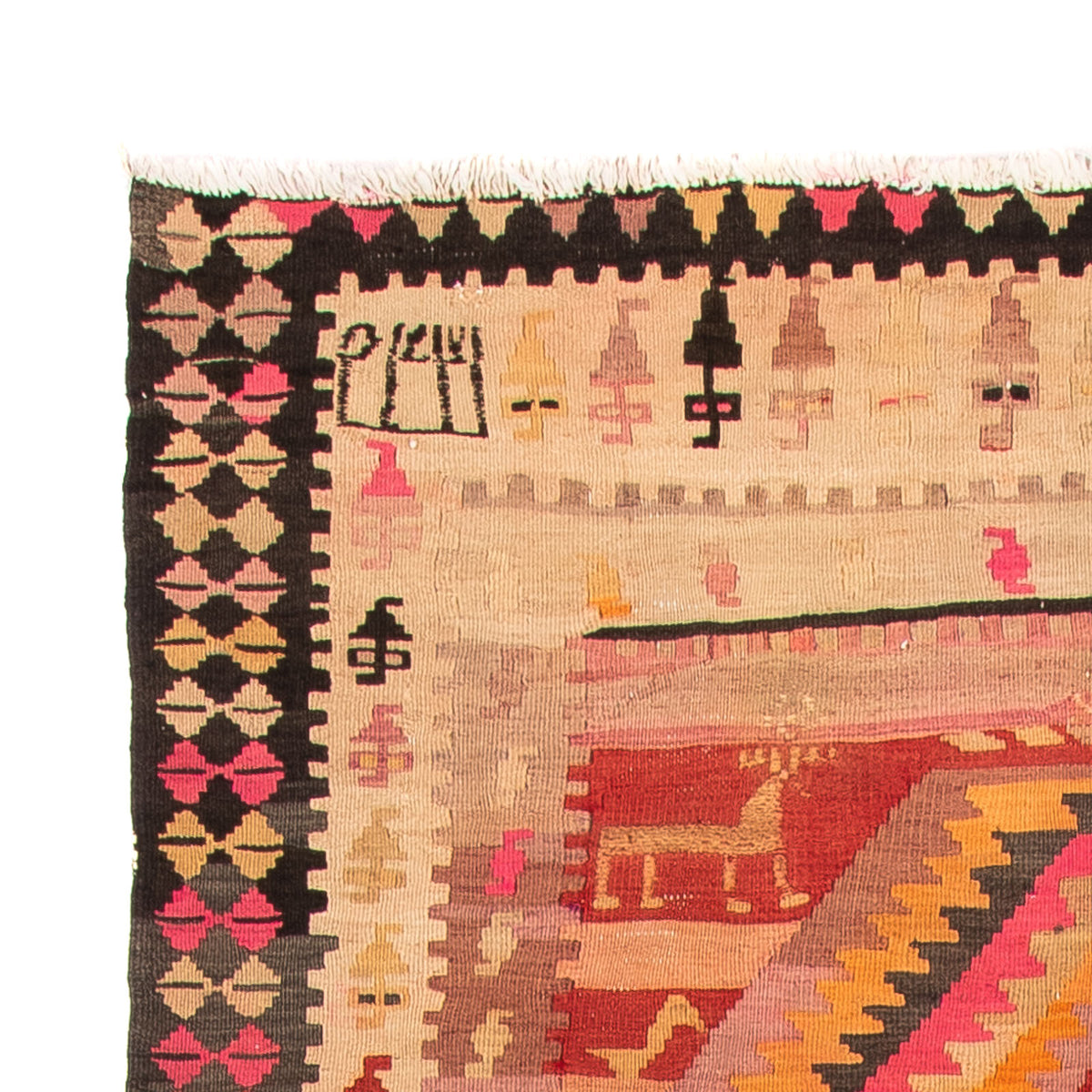 Tapis de couloir Tapis Kelim - Vieux - 275 x 150 cm - multicolore