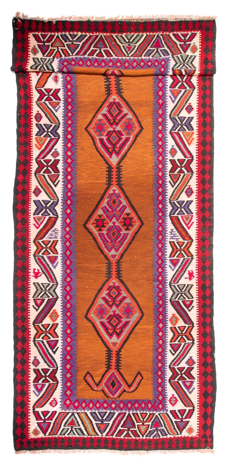 Tapis de couloir Tapis Kelim - Vieux - 520 x 185 cm - marron