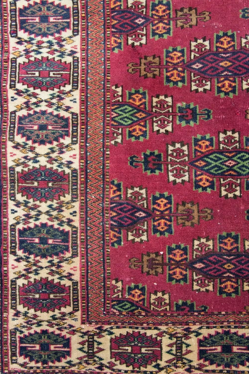 Tapis afghan - Boukhara - 106 x 94 cm - rouge