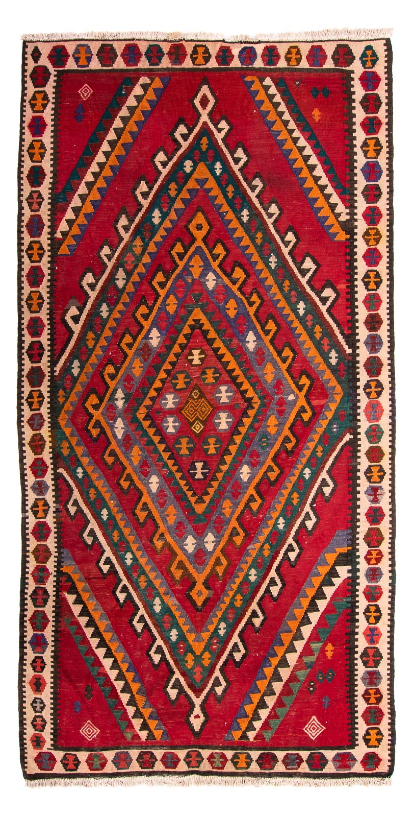 Tapis de couloir Tapis Kelim - Vieux - 323 x 167 cm - multicolore