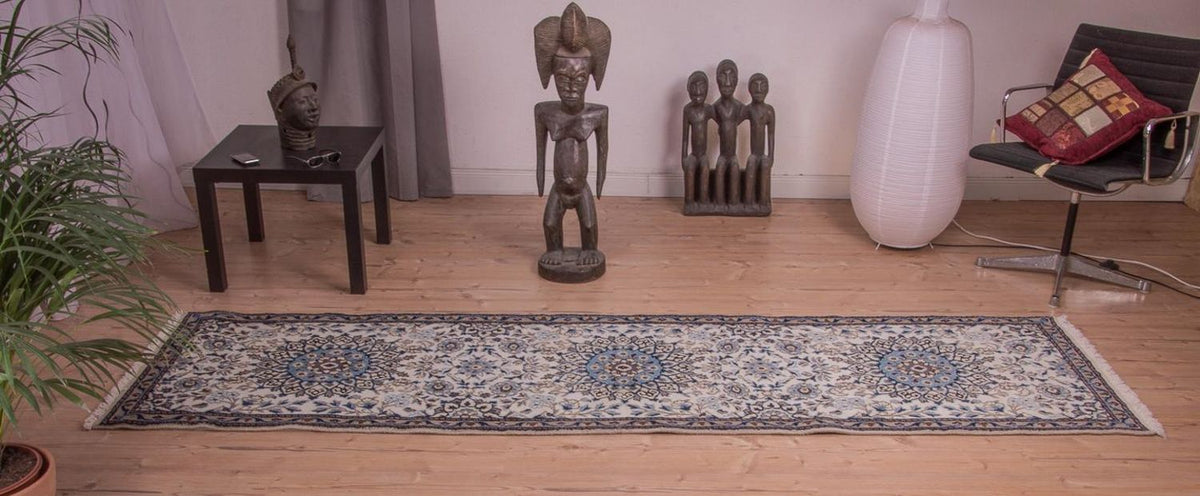 Tapis de couloir Tapis persan - Nain - Royal - 295 x 81 cm - beige