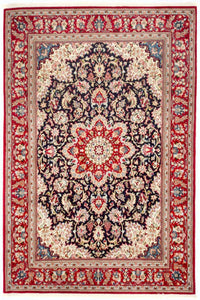 Tapis persan - Ghom - 243 x 170 cm - bleu foncé