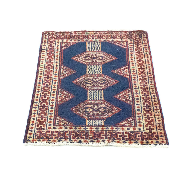 Tapis Turkaman - 83 x 63 cm - bleu