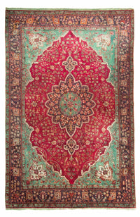 Tapis persan - Tabriz - 308 x 226 cm - rouge foncé