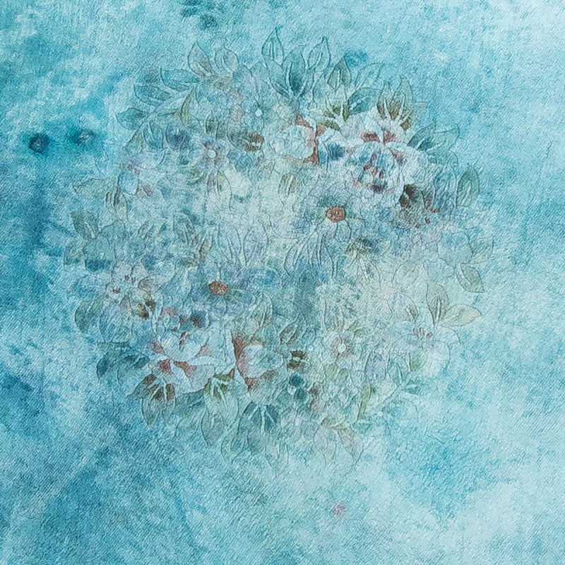 Tapis en soie - Soie chinoise ronde  - 187 x 187 cm - bleu clair