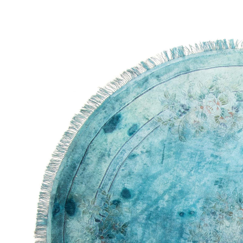 Tapis en soie - Soie chinoise ronde  - 187 x 187 cm - bleu clair