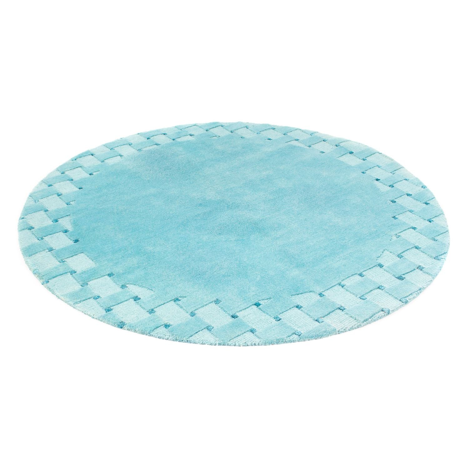 Tapis Népalais ronde  - 151 x 151 cm - bleu clair
