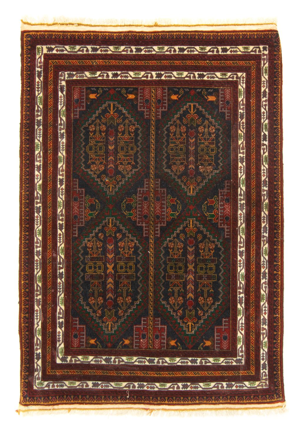 Tapis afghan - 140 x 100 cm - bleu