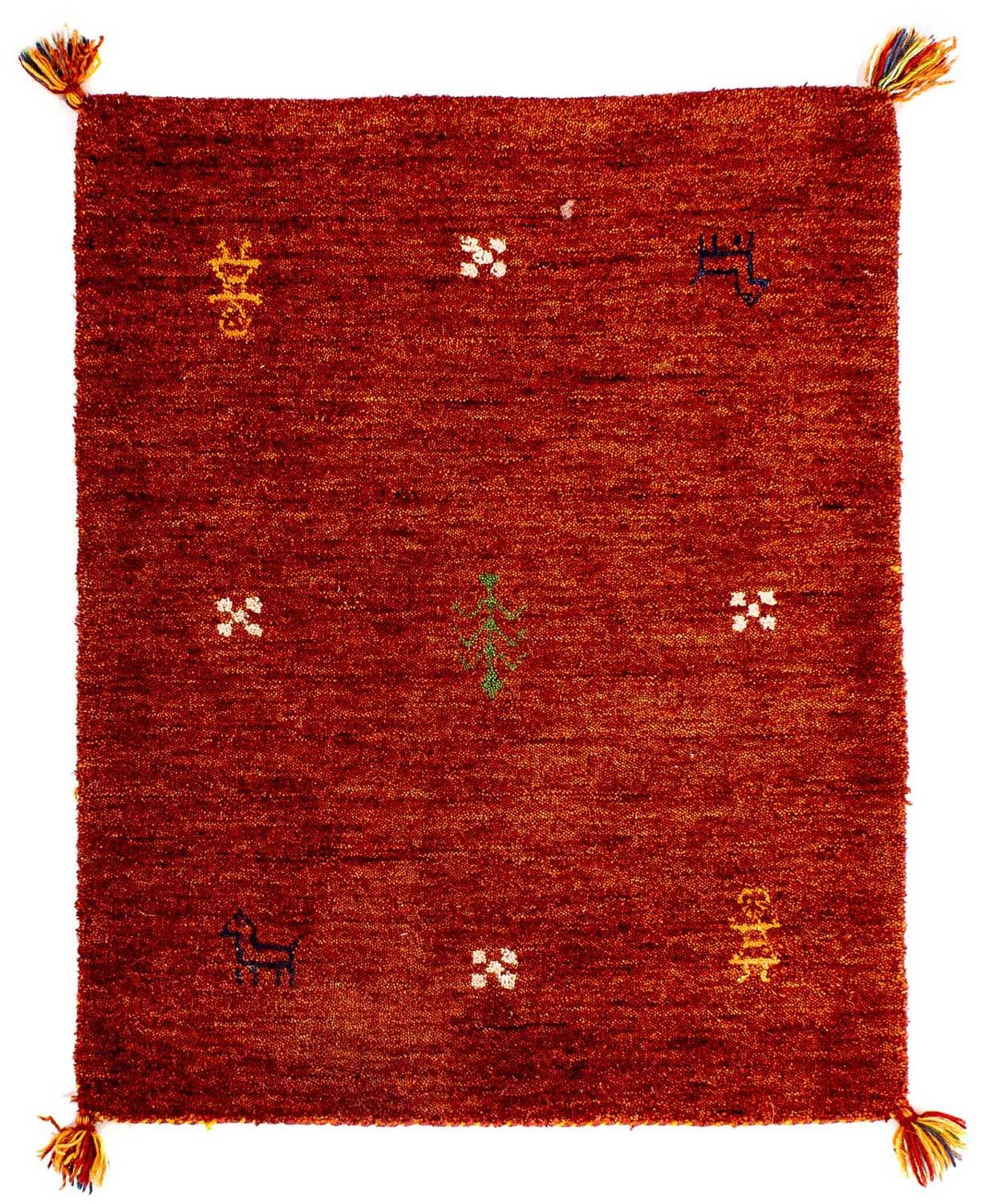 Tapis Gabbeh - Indus - 90 x 60 cm - rouge foncé
