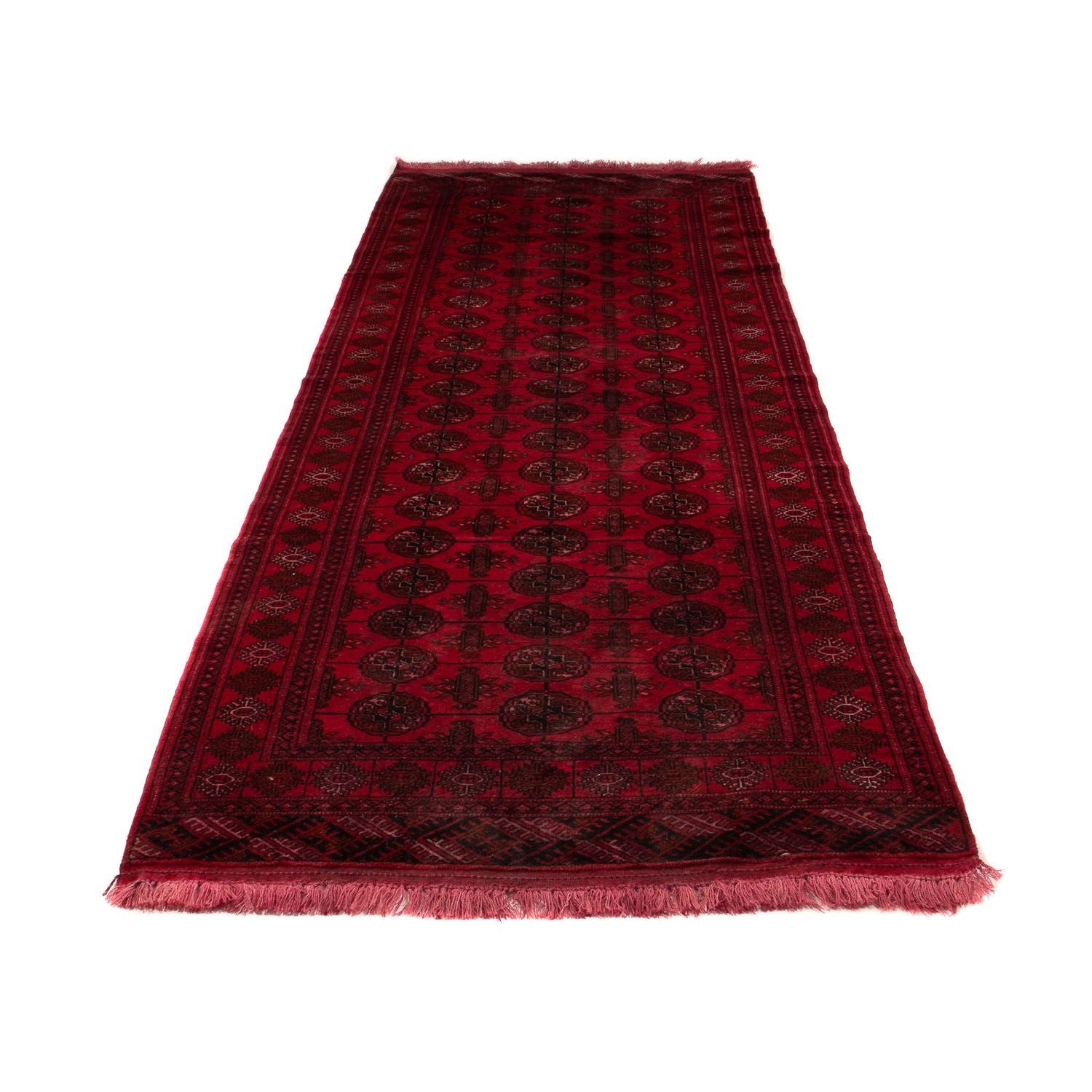Tapis de couloir Tapis afghan - Boukhara - 280 x 106 cm - rouge foncé