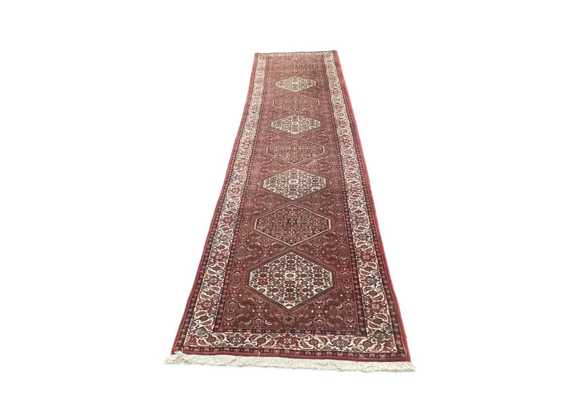 Tapis de couloir Tapis persan - Bidjar - 393 x 82 cm - rouge