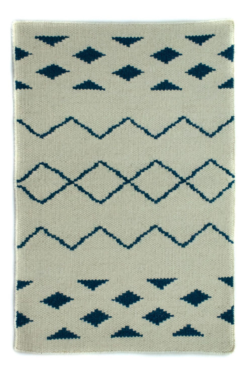 Tapis Kelim - Tendance - 95 x 62 cm - bleu