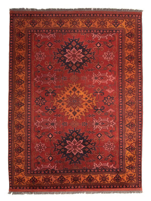 Tapis afghan - Hatschlu - 313 x 210 cm - rouge foncé