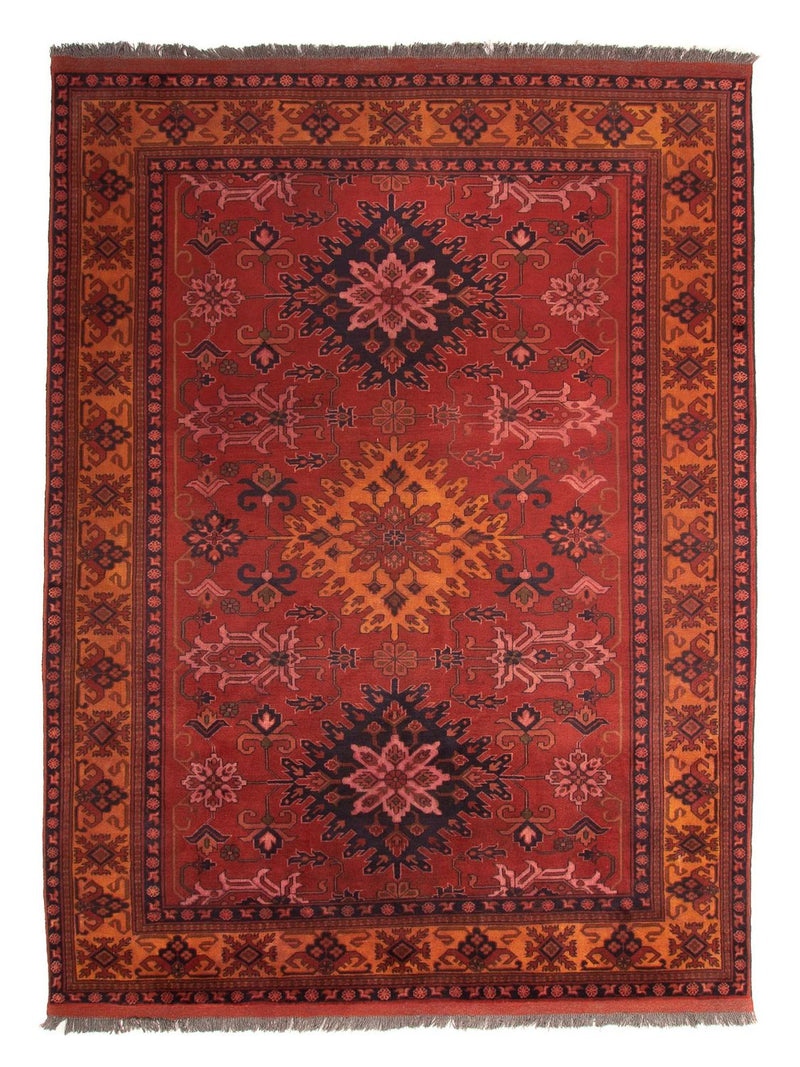 Tapis afghan - Hatschlu - 313 x 210 cm - rouge foncé
