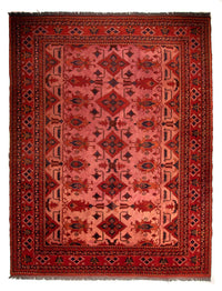 Tapis afghan - Hatschlu - 396 x 306 cm - rouge foncé