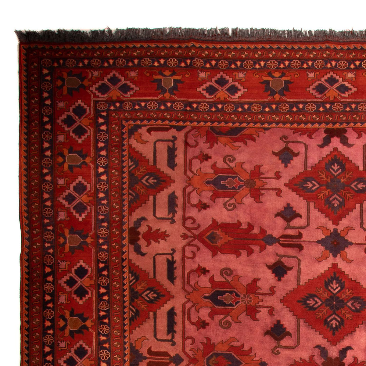 Tapis afghan - Hatschlu - 396 x 306 cm - rouge foncé