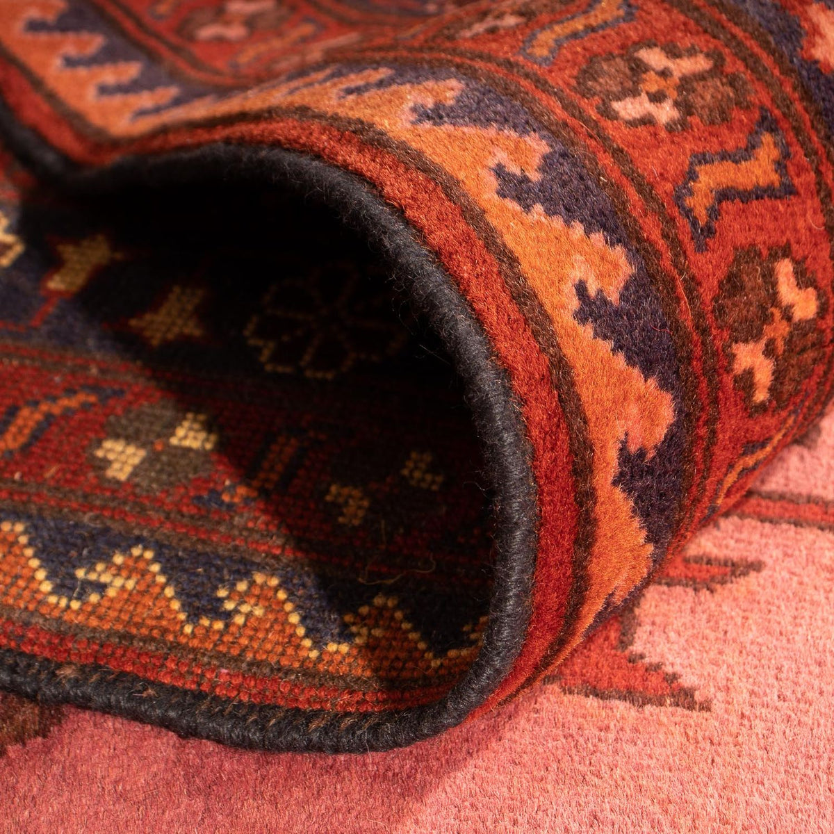 Tapis afghan - Hatschlu - 396 x 306 cm - rouge foncé