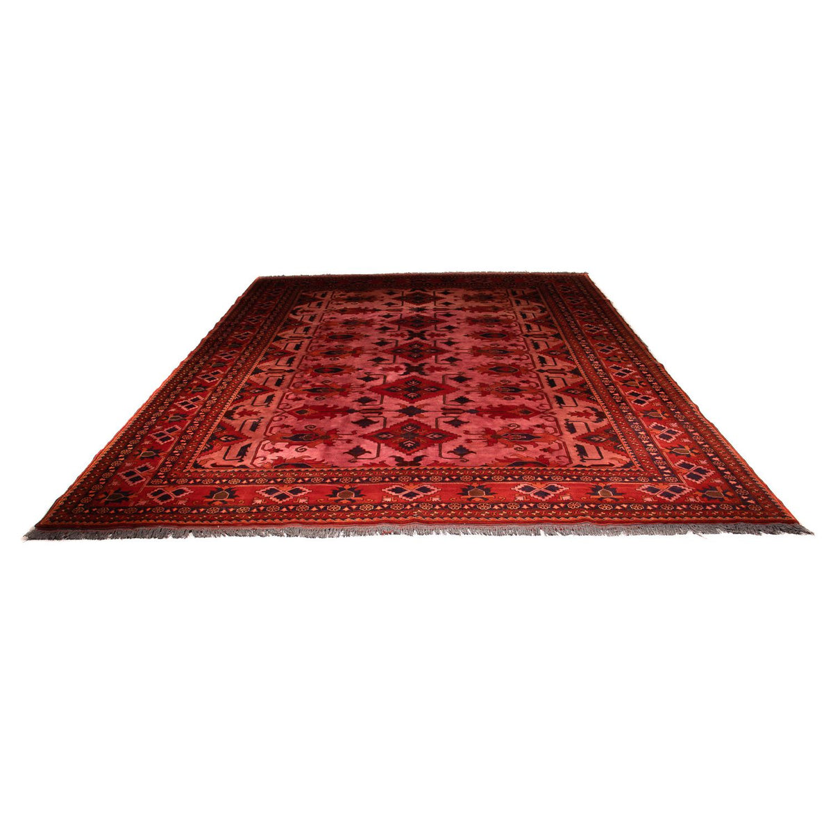 Tapis afghan - Hatschlu - 396 x 306 cm - rouge foncé