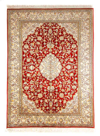 Tapis en soie - Soie du Cachemire - 186 x 129 cm - rouge