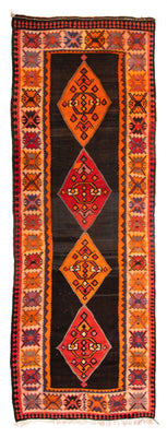 Tapis de couloir Tapis Kelim - Vieux - 380 x 150 cm - multicolore