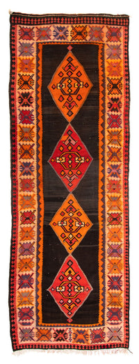 Tapis de couloir Tapis Kelim - Vieux - 380 x 150 cm - multicolore