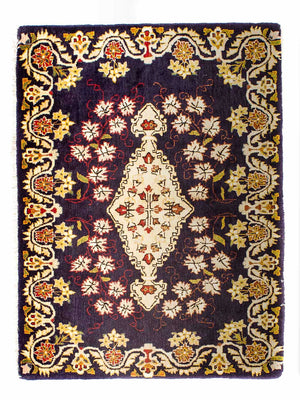 Tapis persan - Keshan - 93 x 72 cm - bleu foncé
