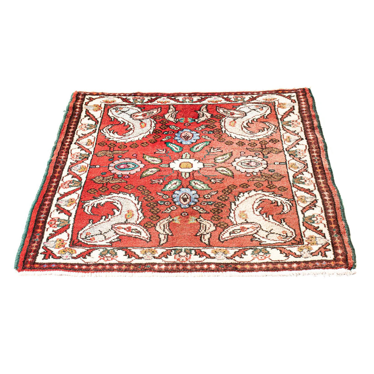 Tapis persan - Classique carré  - 81 x 75 cm - rouge