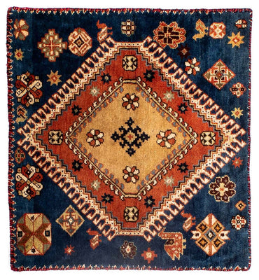 Tapis persan - Nomadic carré  - 70 x 68 cm - bleu foncé