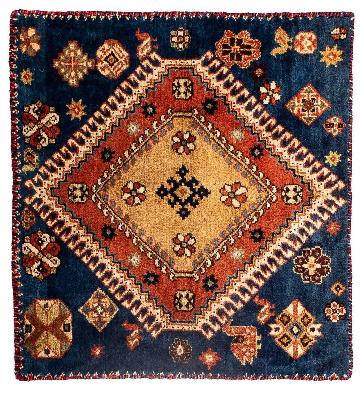 Tapis persan - Nomadic carré  - 70 x 68 cm - bleu foncé