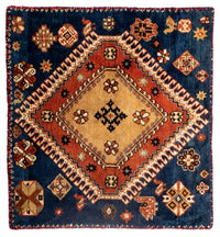 Tapis persan - Nomadic carré  - 70 x 68 cm - bleu foncé