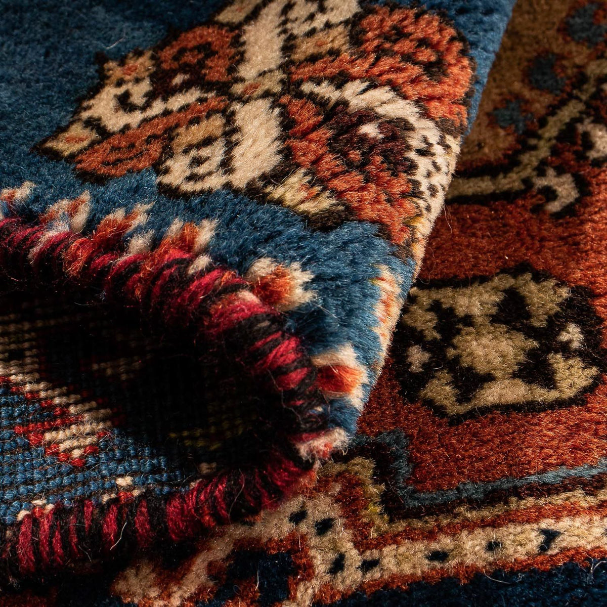 Tapis persan - Nomadic carré  - 70 x 68 cm - bleu foncé