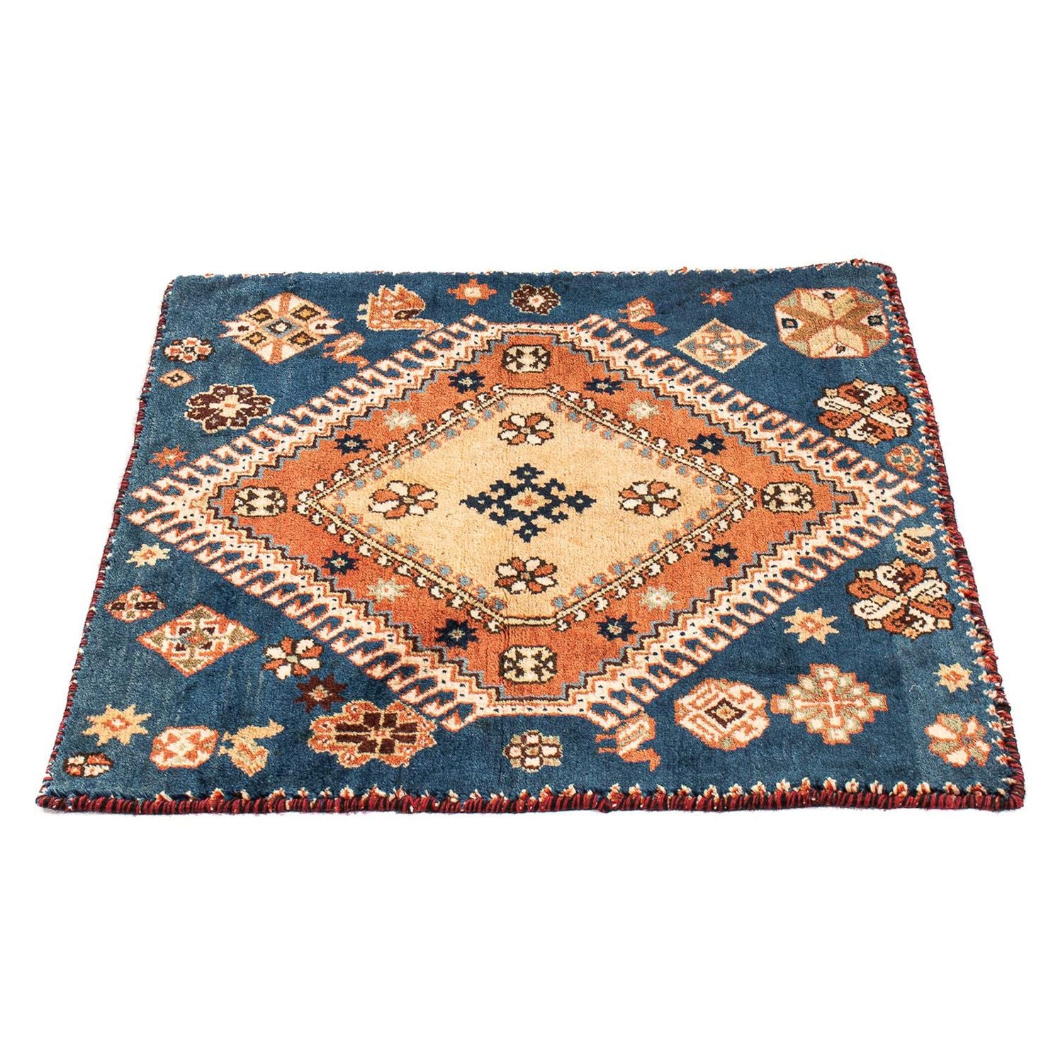 Tapis persan - Nomadic carré  - 70 x 68 cm - bleu foncé