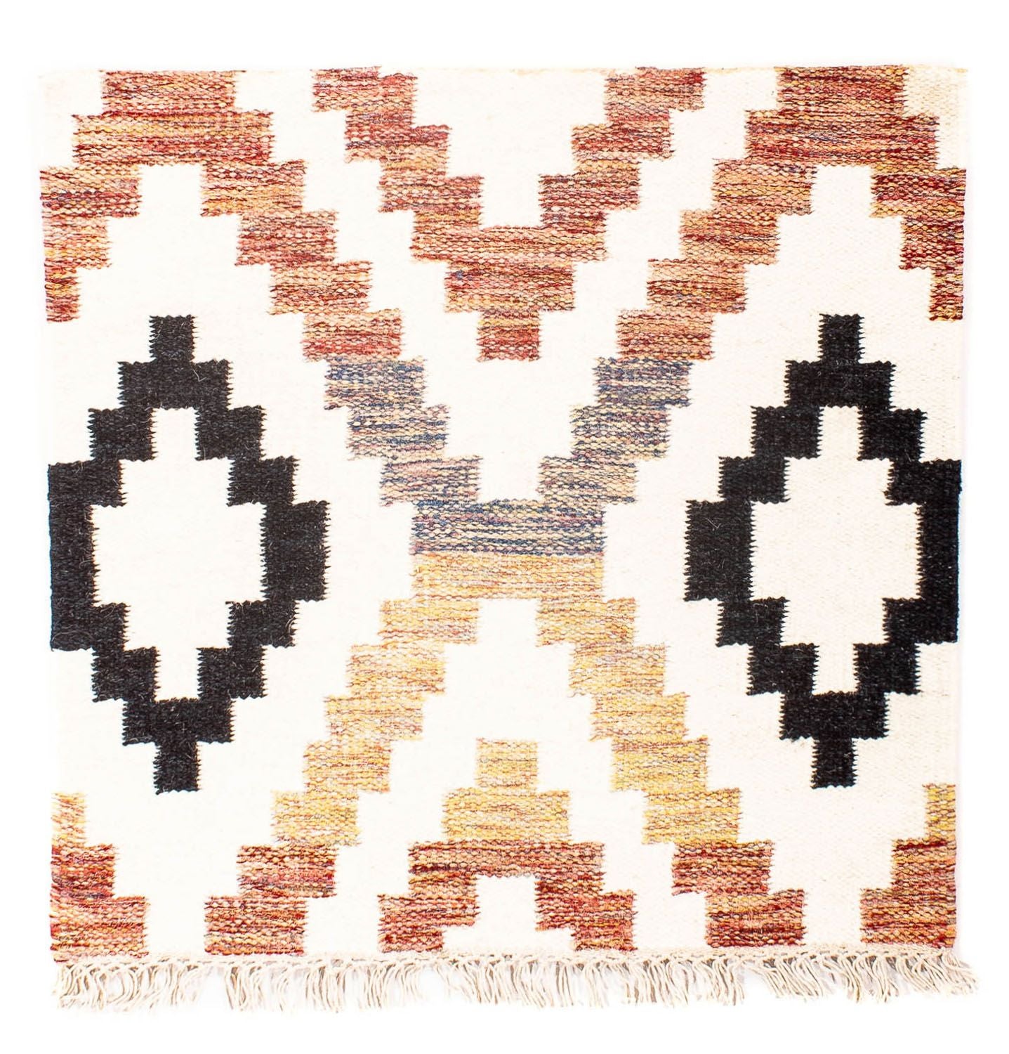 Tapis Kelim - Tendance carré  - 69 x 67 cm - beige