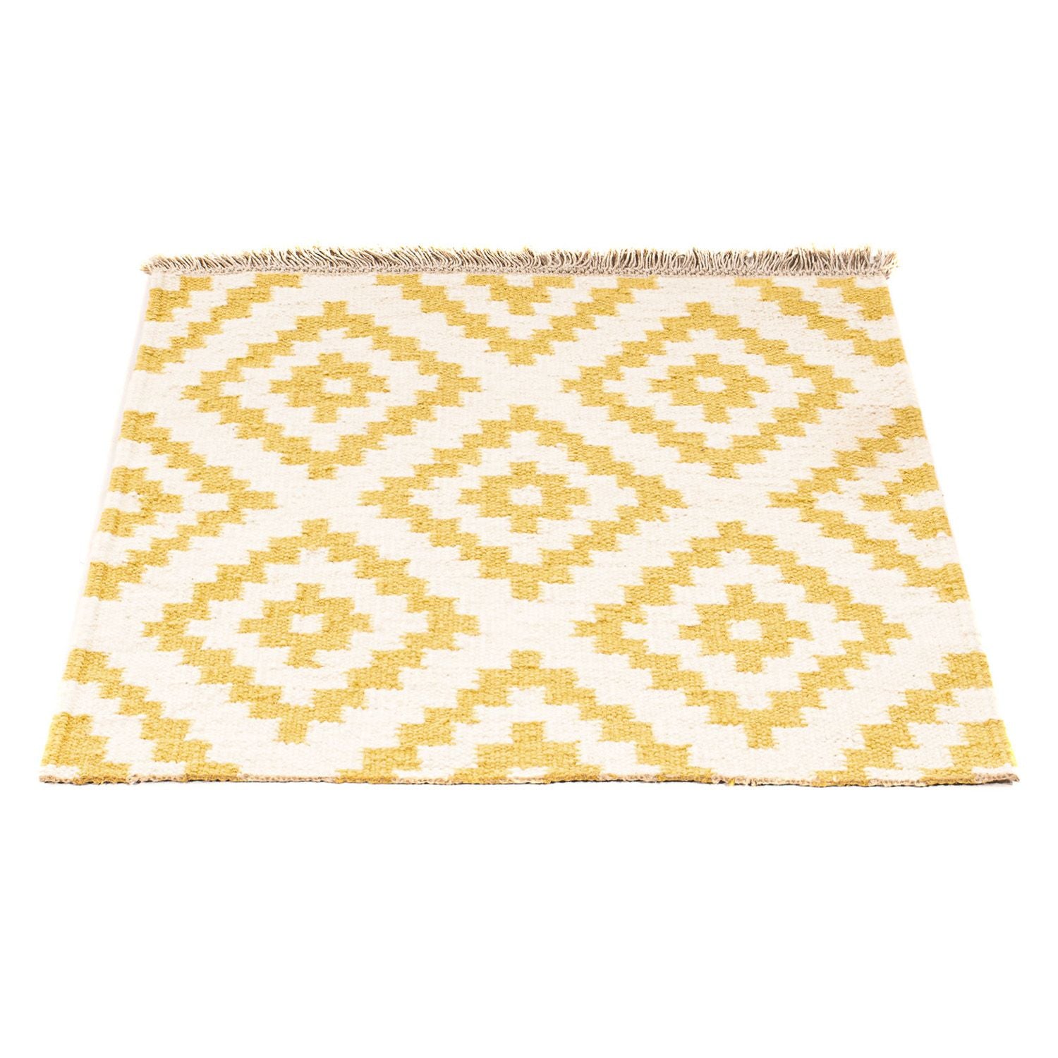 Tapis Kelim - Tendance carré  - 80 x 72 cm - beige