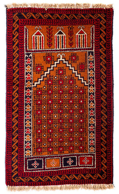 Tapis Belutsch - 128 x 75 cm - rouge foncé