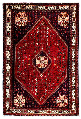 Tapis persan - Nomadic - 144 x 98 cm - rouge foncé