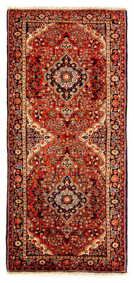 Tapis de couloir Tapis persan - Bidjar - 207 x 77 cm - rouge clair