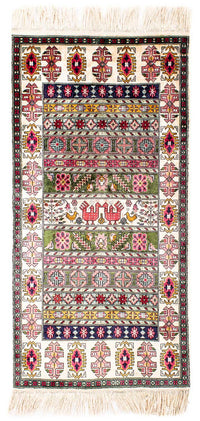Tapis de couloir Tapis en soie - Kayseri - 156 x 76 cm - multicolore
