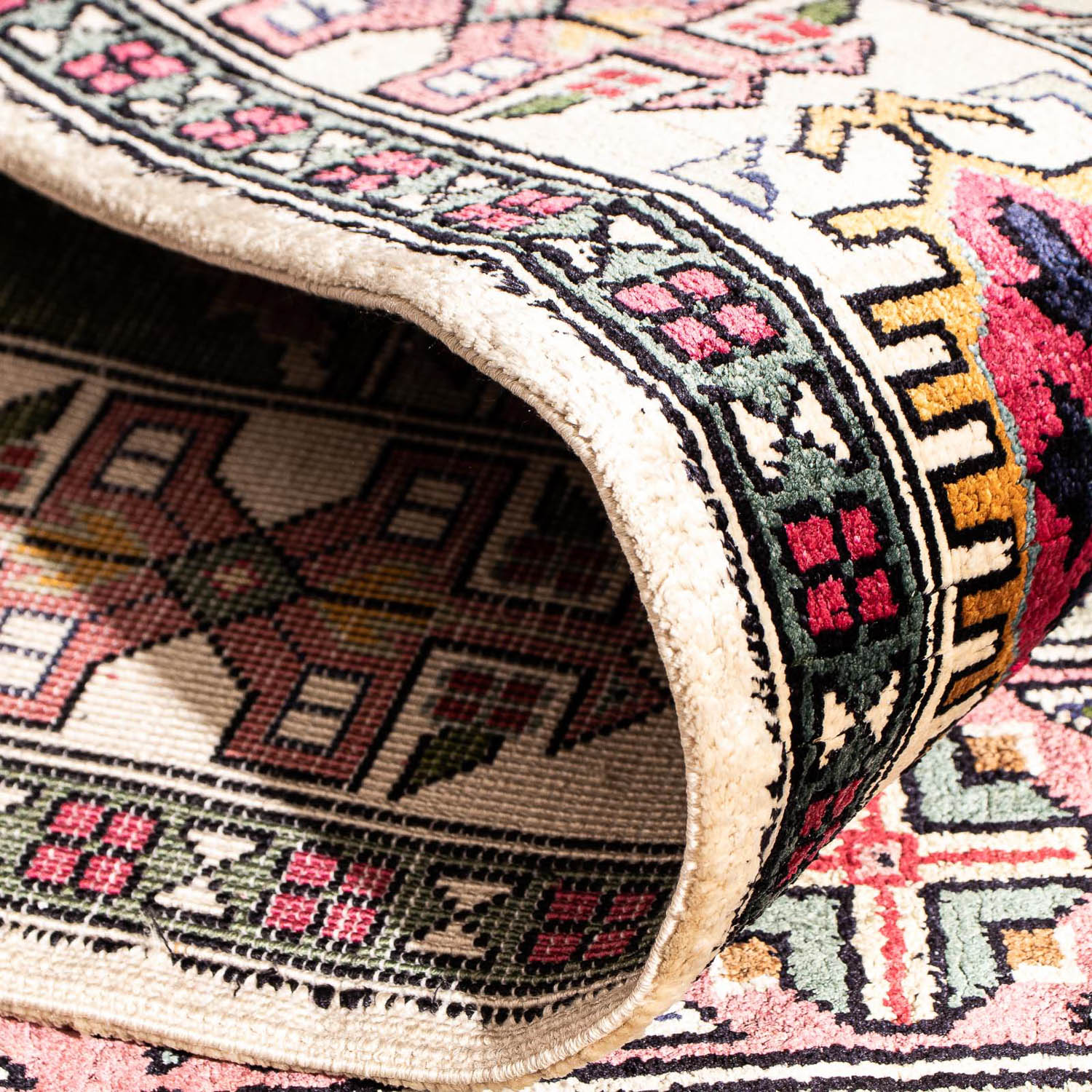 Tapis de couloir Tapis en soie - Kayseri - 156 x 76 cm - multicolore