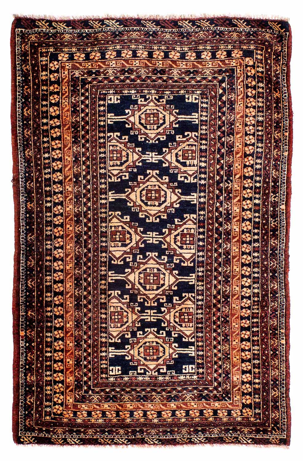 Tapis afghan - 140 x 94 cm - bleu foncé